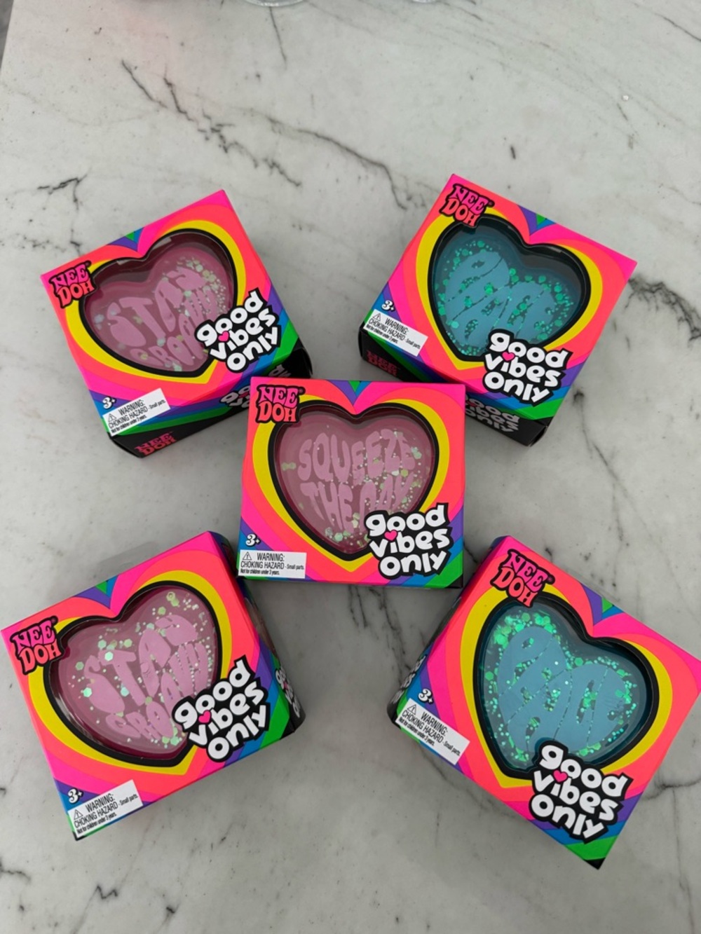 NeeDoh Good Vibes Only Heart Squeeze Toy - blue “peace”